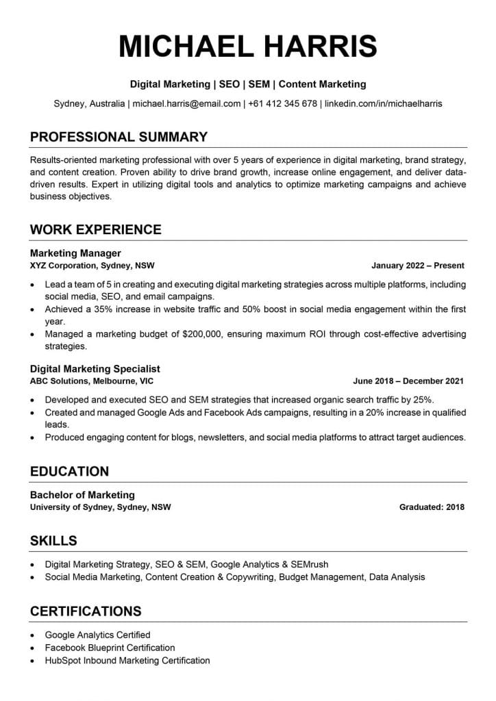 CV مسوّق رقمي